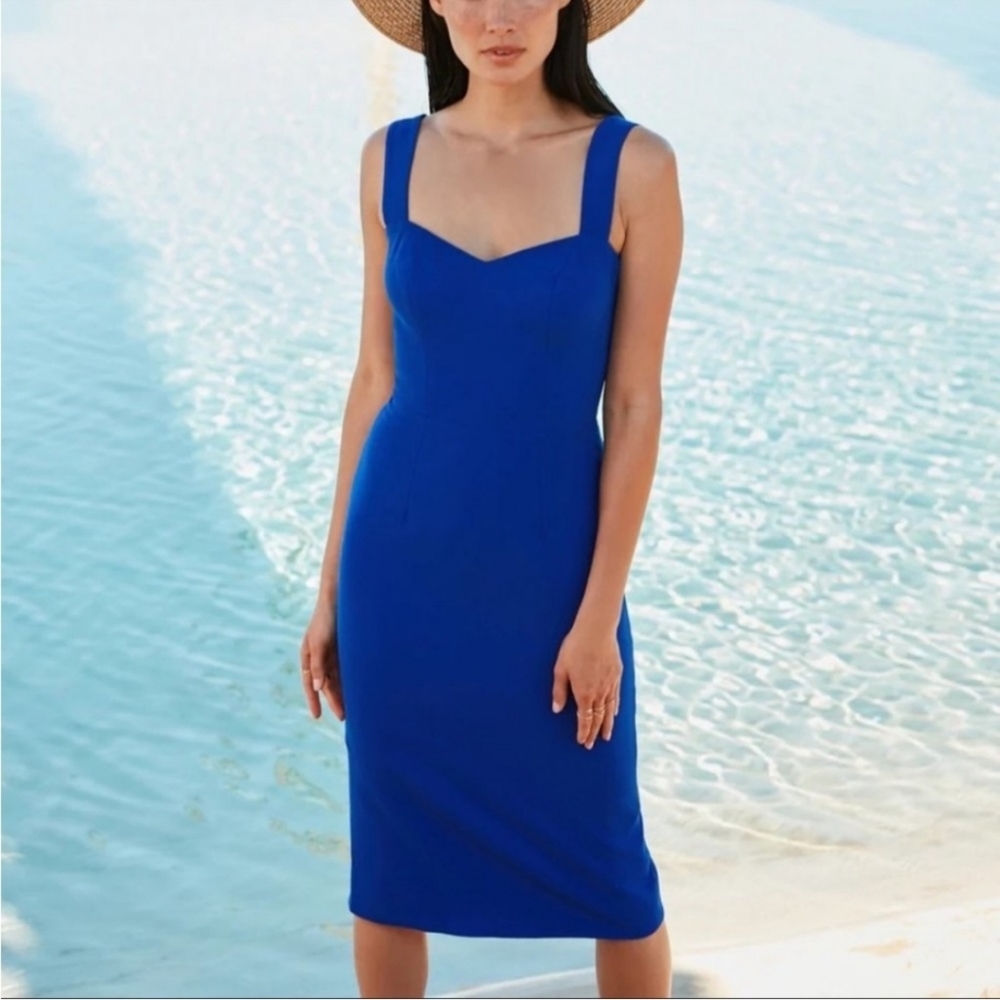 Dress the Population Electric Blue Nicole Midi Dress Size Large - Picture 2 of 14